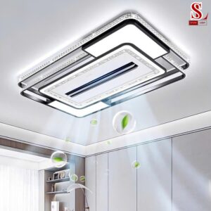 Đèn quạt led ốp trần viền pha lê cao cấp zl1131