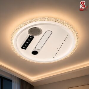 Đèn quạt loa ốp trần led hình tròn cao cấp zl1129