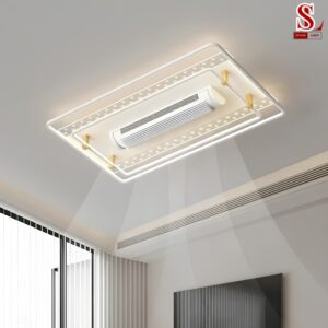 Đèn quạt ốp trần led hình chữ nhật cao cấp zl1127