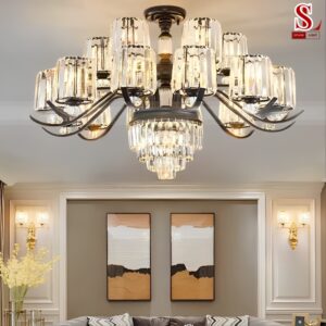 Đèn chùm pha lê cổ điển 15 tay hình cốc cao cấp zl1219