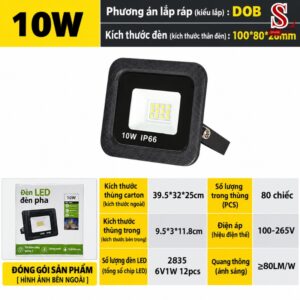 Đèn pha led ngoài trời chống nước 10w cao cấp zl1222