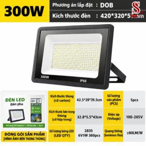 Đèn pha led ngoài trời chống nước 300w cao cấp zl1226